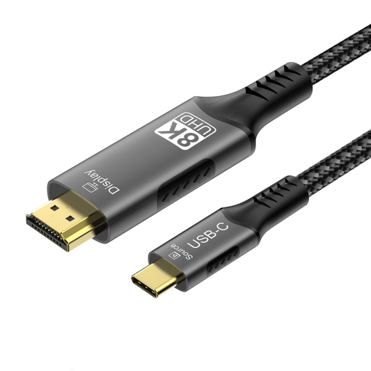 USB C 转 HDMI 线 8K@60Hz 4K@120Hz Type C 转 HDMI 兼容高清电视线适用于电视转换器 MacBook Air iPad USB-C HDMI 适配器