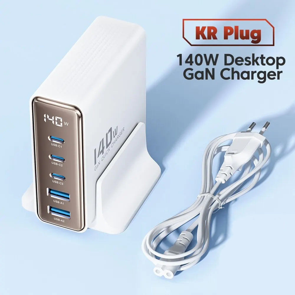 5 in 1 multi-port 140W GaN USB charger