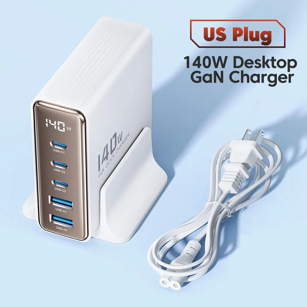 5 in 1 multi-port 140W GaN USB charger